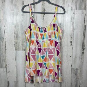 Torrid tank top boho triangle print smocking size 1 plus size 1X flowy festival